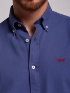 Camisa Algodão Azul Manga Comprida Regular Fit Mr. Blue