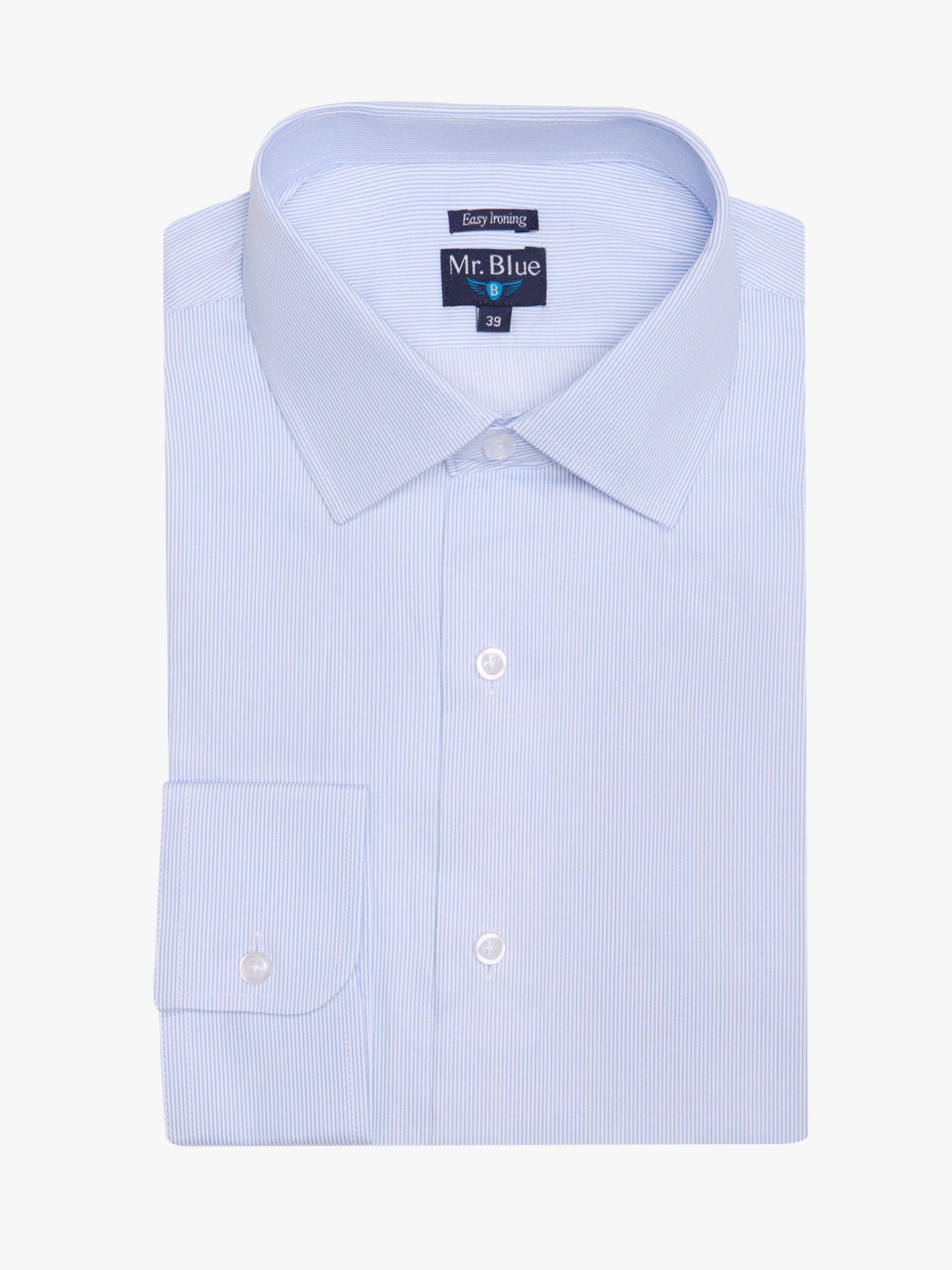 Camisa Algodão Azul Manga Comprida Classic Fit Mr. Blue