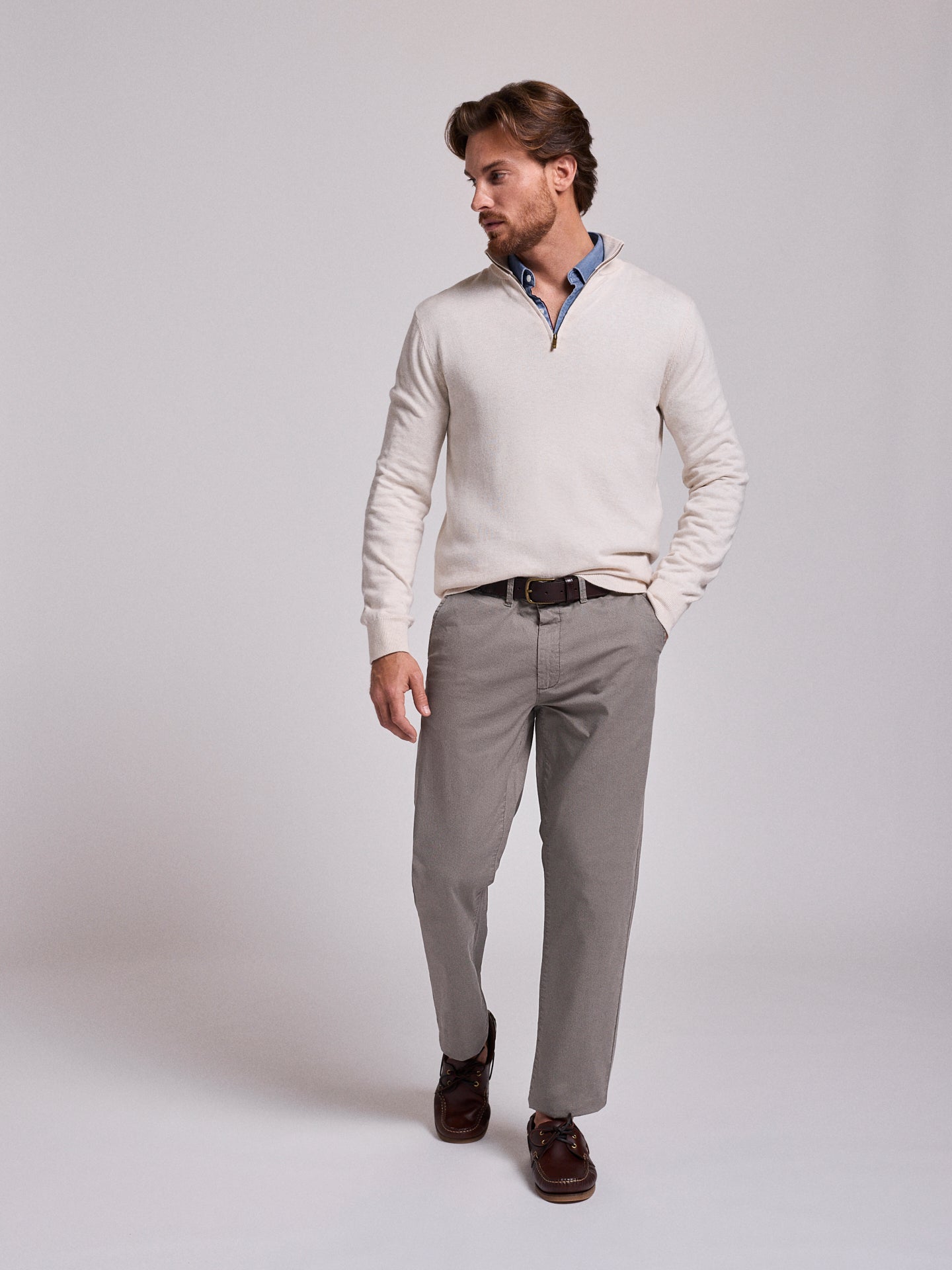 PULLOVER ALGODÃO BEGE MANGA COMPRIDA REGULAR FIT MR. BLUE