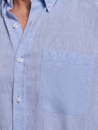 Camisa Linho Azul Manga Comprida Regular Fit Mr. Blue