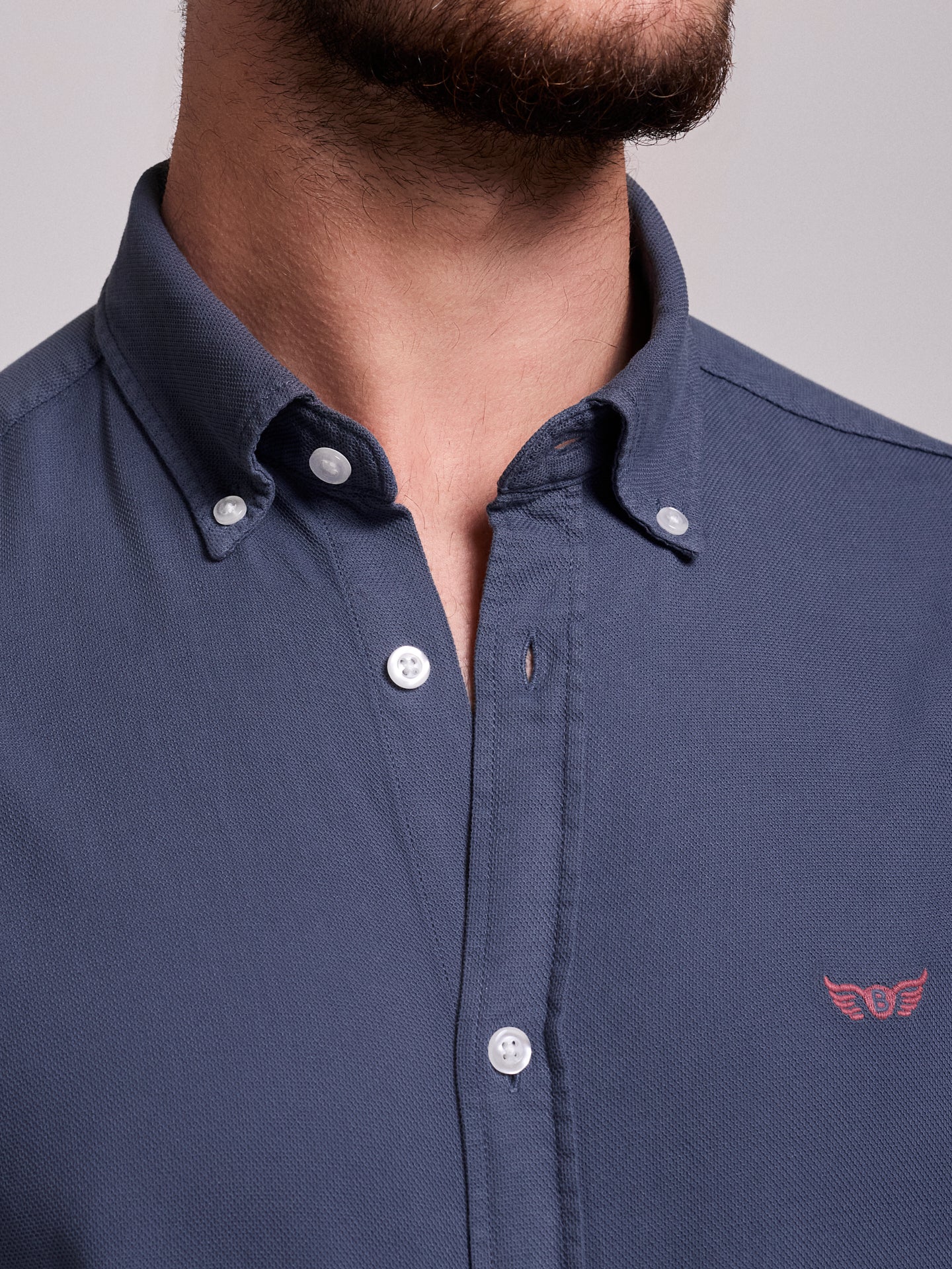 Camisa Algodão Azul Manga Comprida Regular Fit Mr. Blue