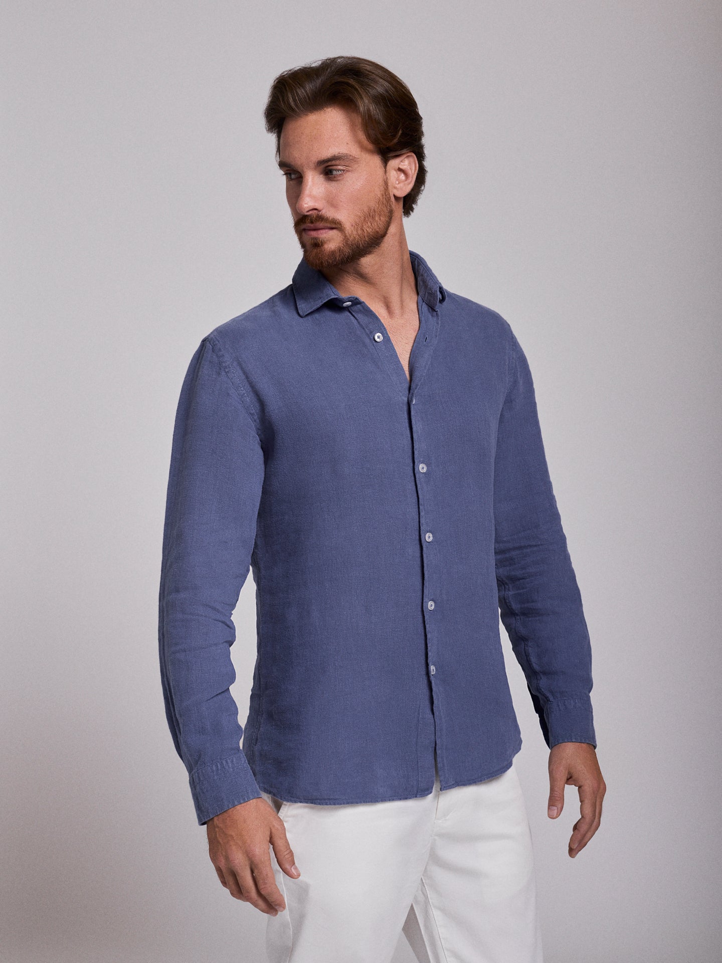 CAMISA AZUL MANGA COMPRIDA TAILORED FIT MARK BELLUCCI