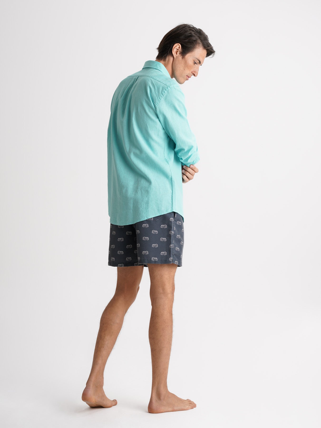 Camisa Regular Fit Linho Azul Mr. Blue
