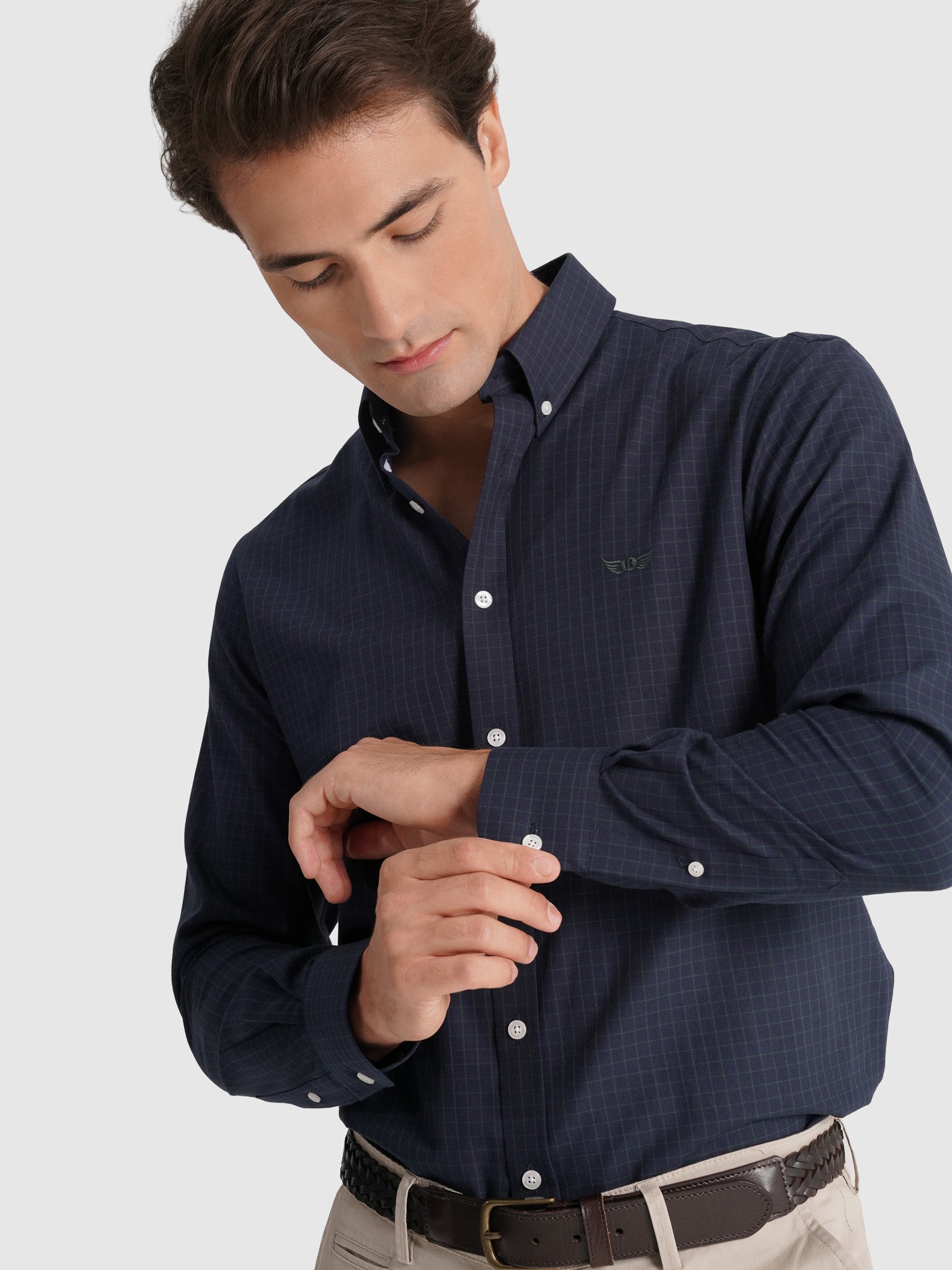 Camisa Algodão Azul Manga Comprida Regular Fit Mr. Blue
