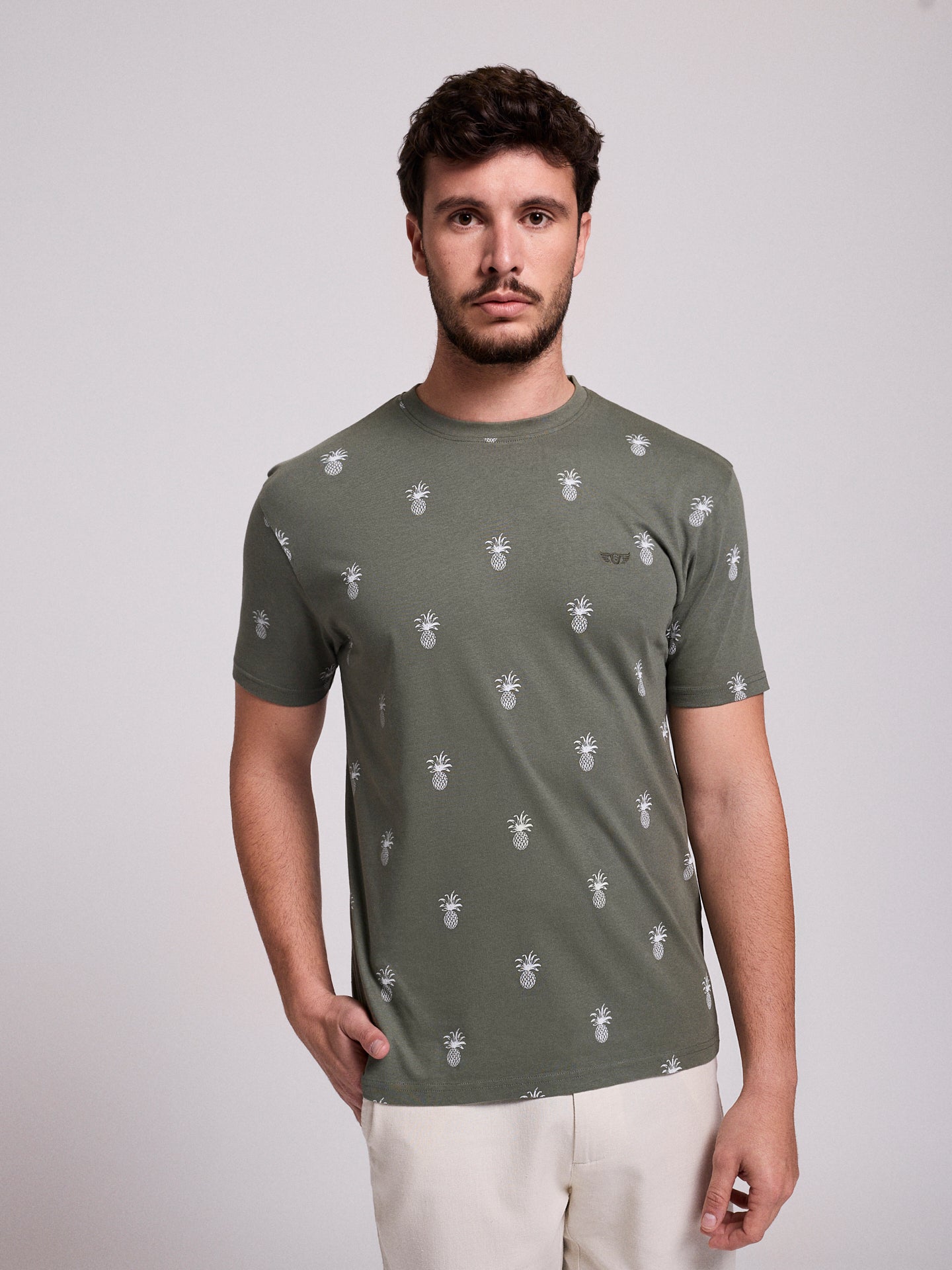 CAMISETA ALGODÓN VERDE MANGA CORTA REGULAR FIT MR. AZUL