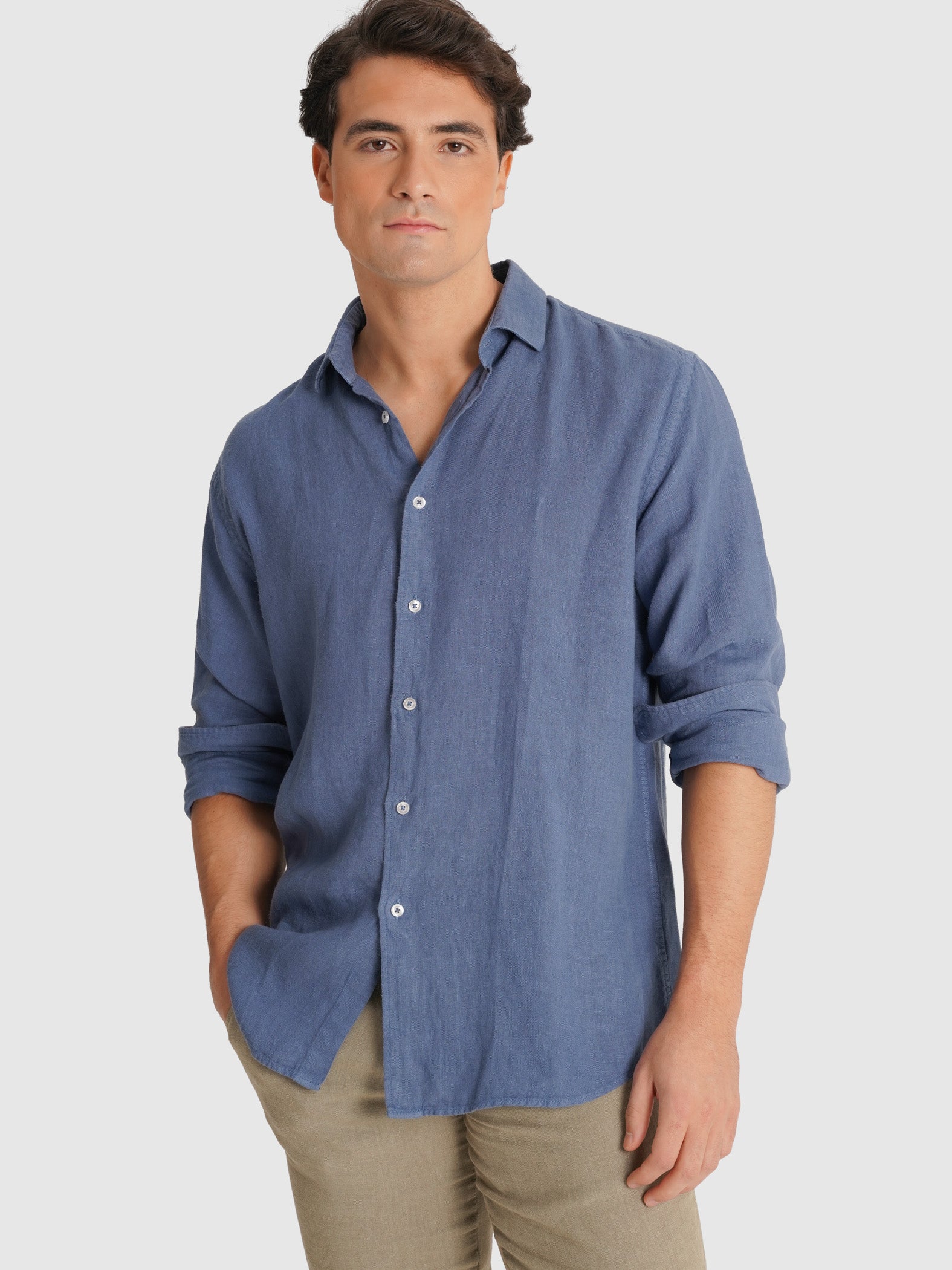 CAMISA AZUL MANGA COMPRIDA REGULAR FIT MARK BELLUCCI