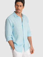 CAMISA LINHO TAILORED FIT AZUL LISA MARK BELLUCCI