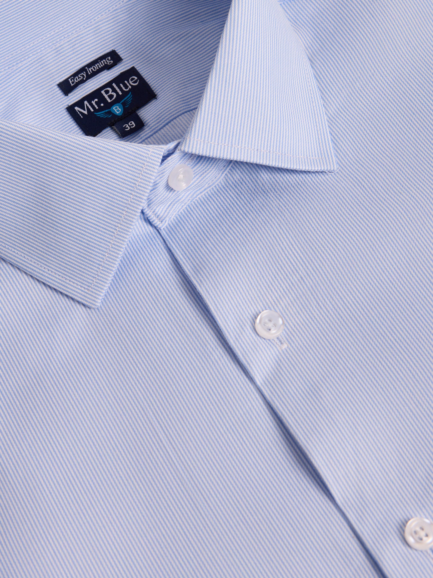 Camisa Algodão Azul Manga Comprida Classic Fit Mr. Blue