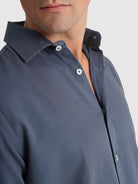 CAMISA ALGODÓN AZUL MANGA LARGA REGULAR FIT MARK BELLUCCI