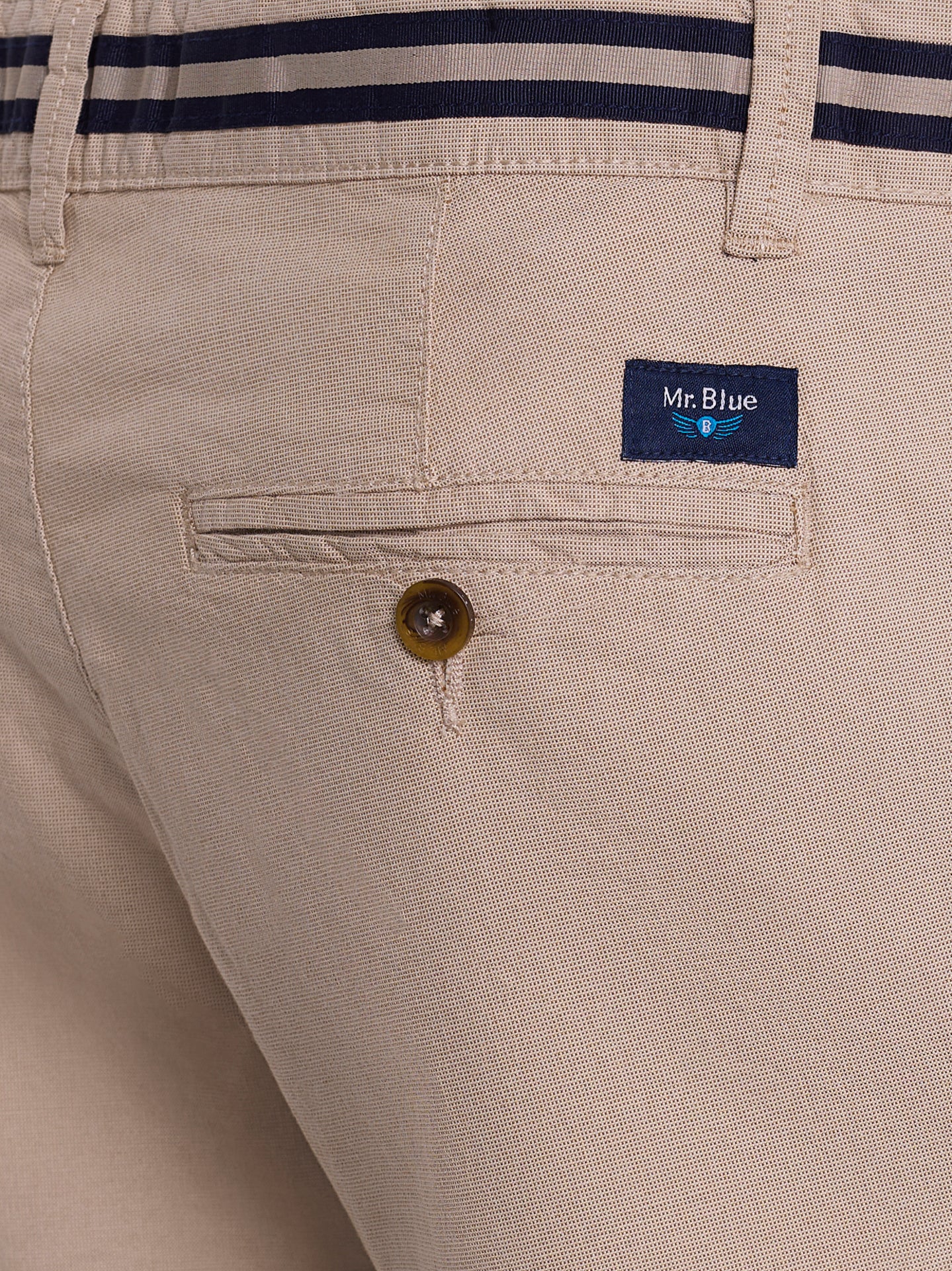 Calça Algodão Beges Regular Fit Mr. Blue