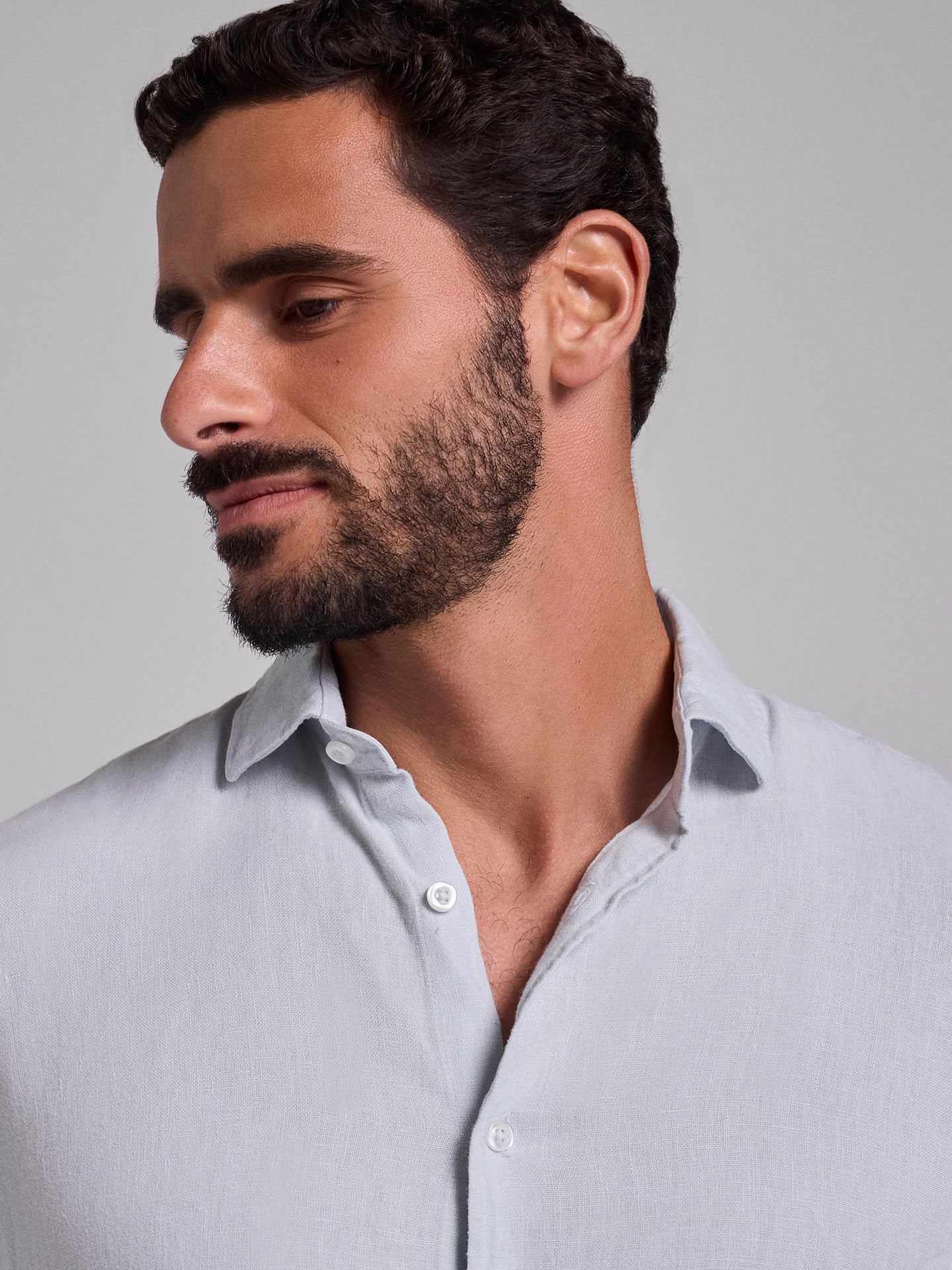 CAMISA LINHO AZUL MANGA COMPRIDA TAILORED FIT MARK BELLUCCI