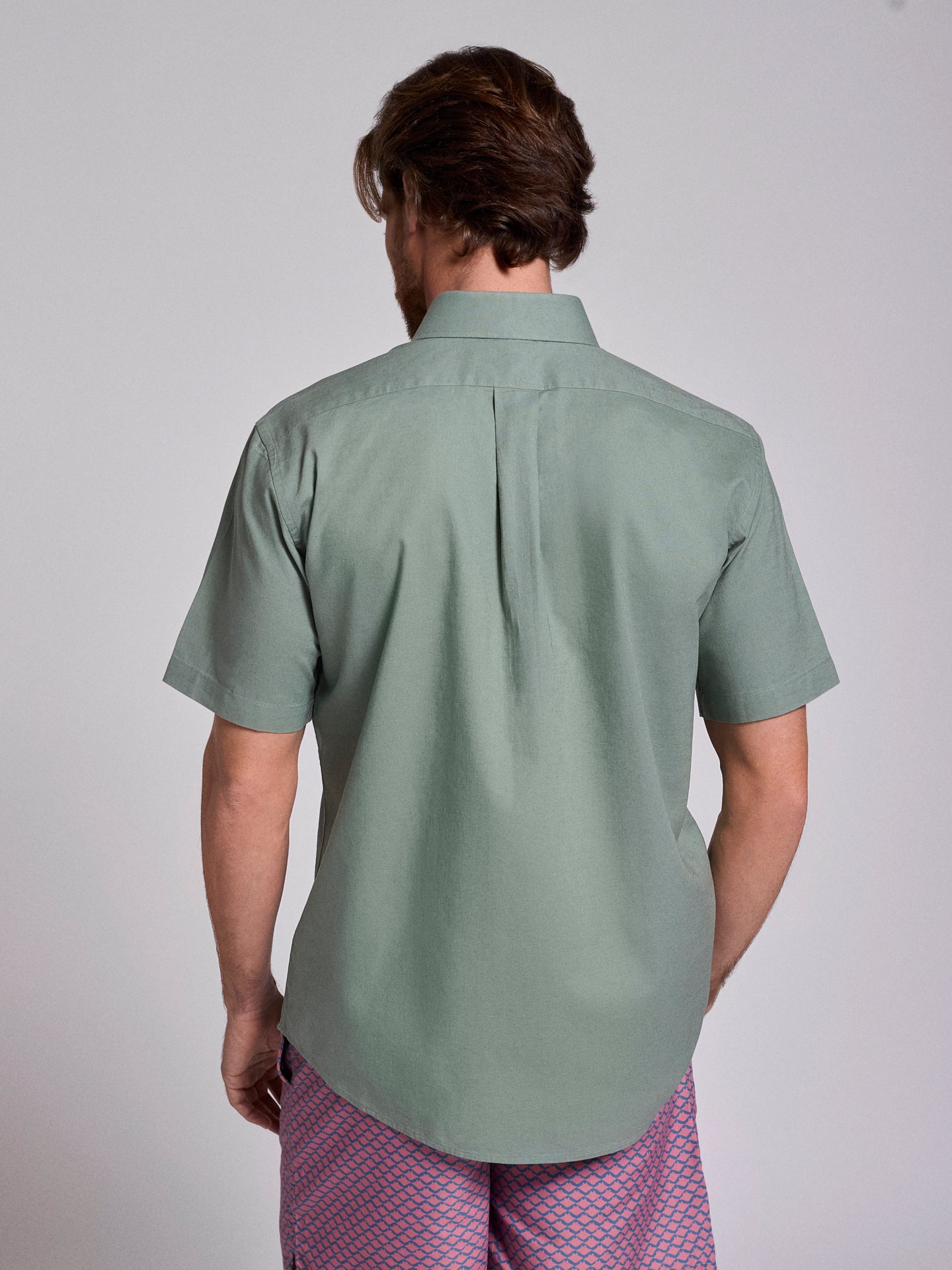 Camisa Linho Verde Manga Curta Regular Fit Mr. Blue