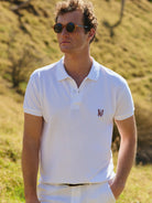 Polo Branco Manga Curta Regular Fit Mr. Blue
