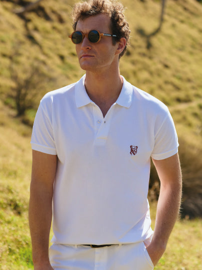 Polo Branco Manga Curta Regular Fit Mr. Blue