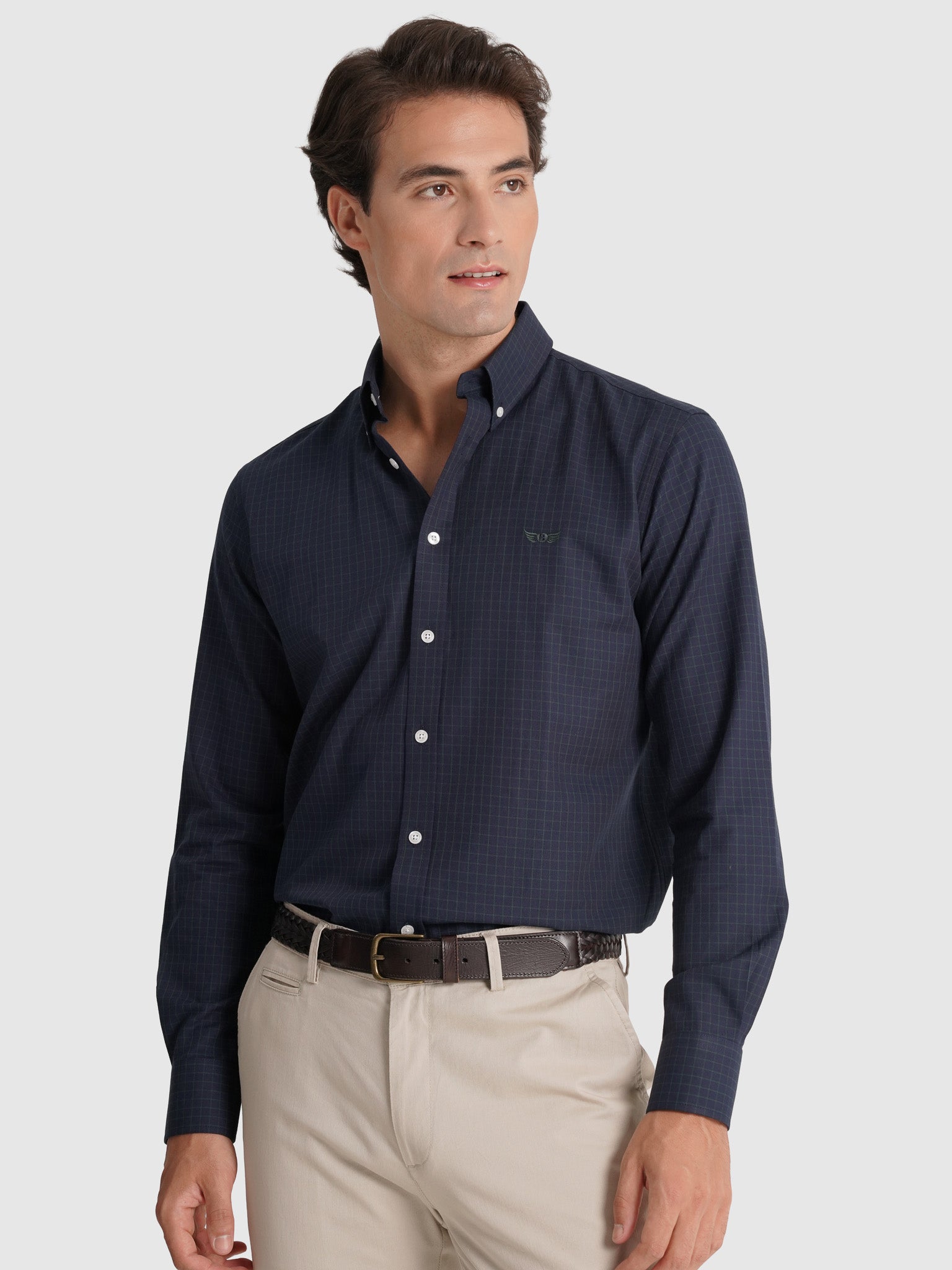 Camisa Algodão Azul Manga Comprida Regular Fit Mr. Blue