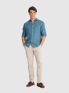 CAMISA AZUL MANGA COMPRIDA TAILORED FIT MARK BELLUCCI