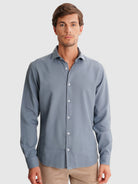 TAILORED FIT MR. BLUE COTTON SHIRT. BLUE