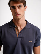 Polo Azul Manga Curta Regular Fit Mr. Blue