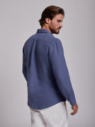 CAMISA LINHO AZUL MANGA COMPRIDA TAILORED FIT MARK BELLUCCI