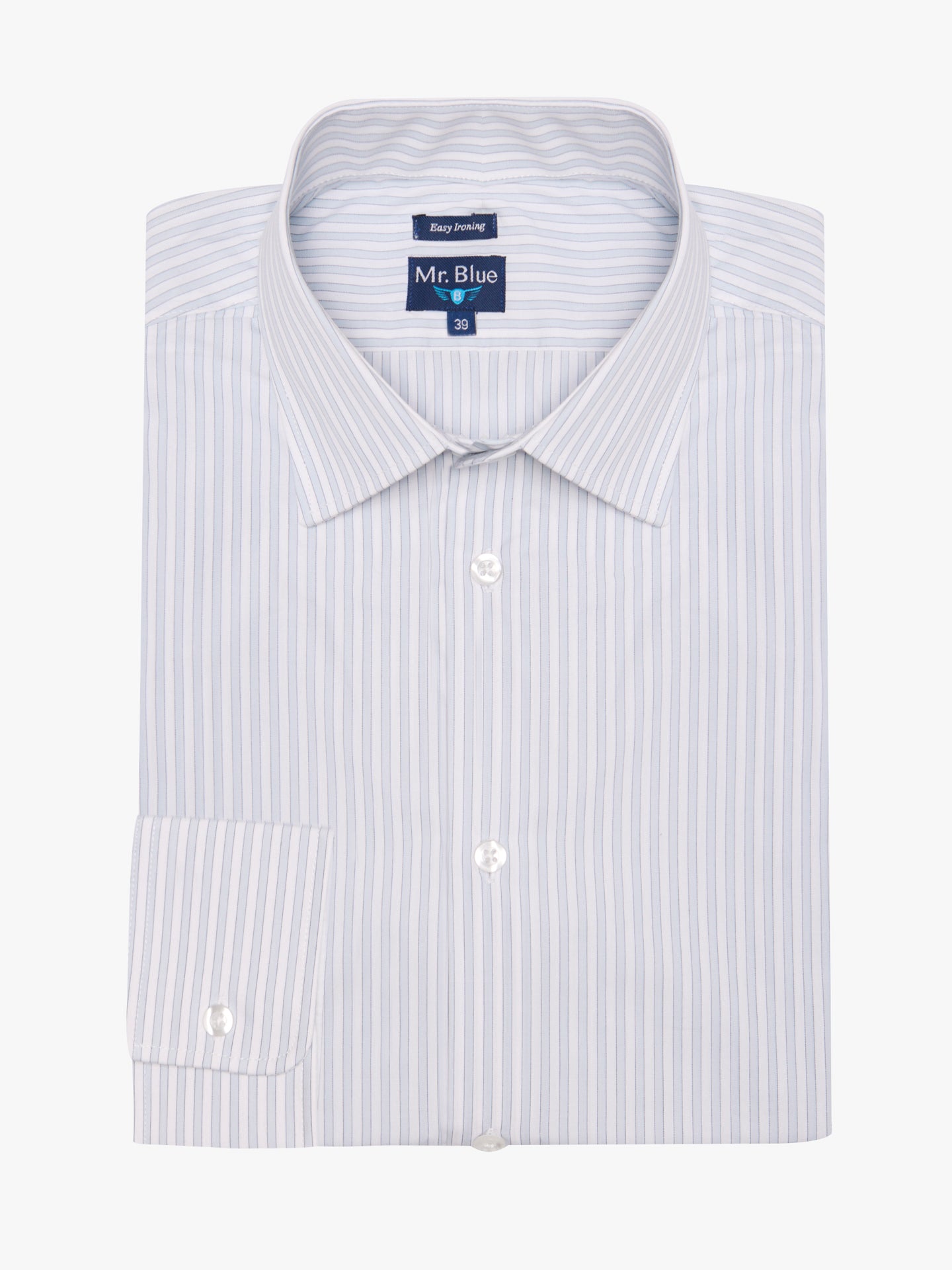 Camisa Algodão Azul Manga Comprida Classic Fit Mr. Blue
