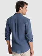 CAMISA LINHO AZUL MANGA COMPRIDA TAILORED FIT MARK BELLUCCI