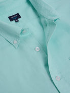 CAMISA LINHO AZUL MANGA CURTA REGULAR FIT MR. BLUE