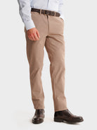 BEIGE SLIM FIT STRUCTURED TROUSERS MR. BLUE