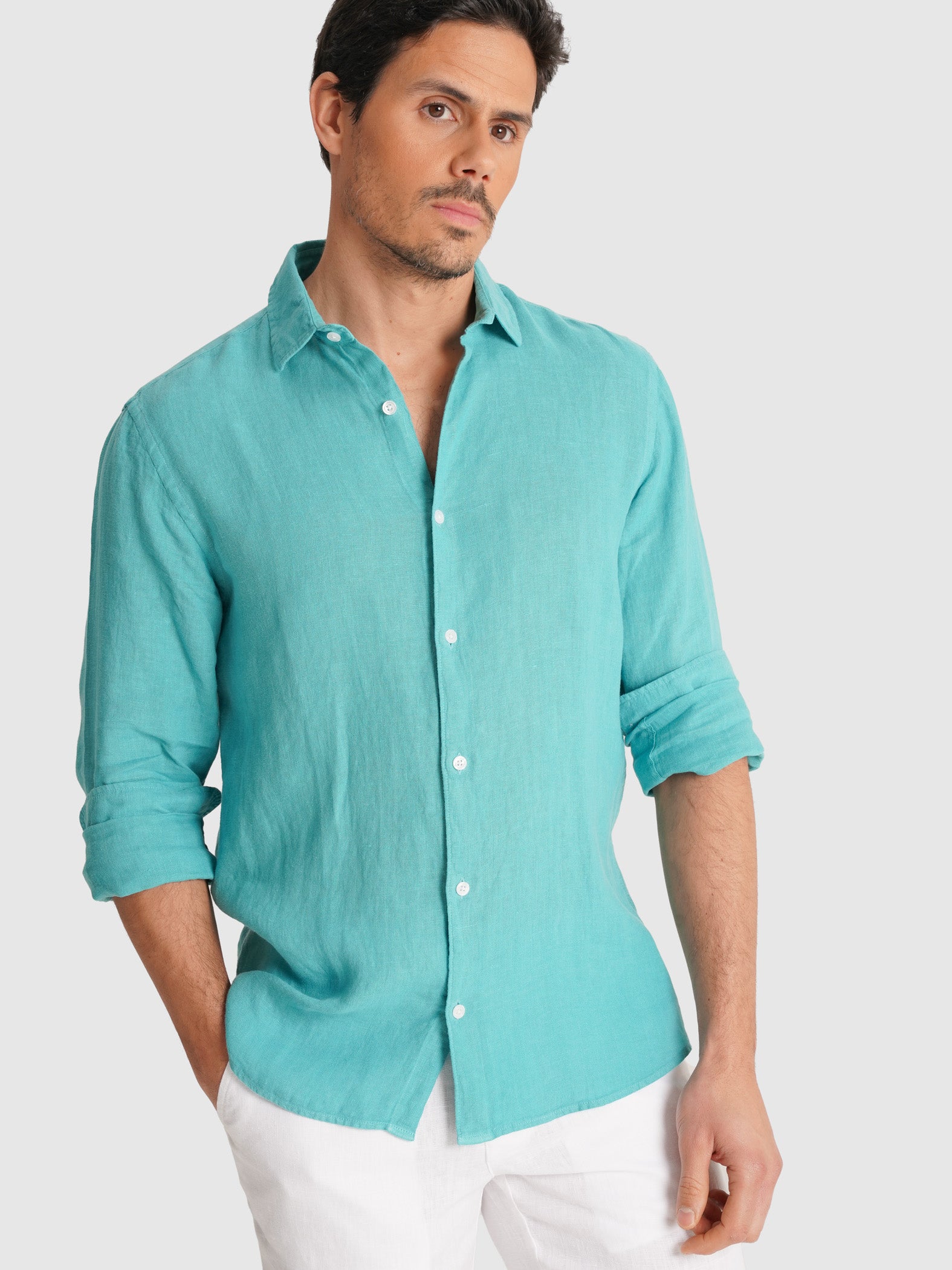 CAMISA AZUL MANGA COMPRIDA TAILORED FIT MARK BELLUCCI