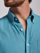 Camisa Linho Azul Manga Comprida Regular Fit Mr. Blue