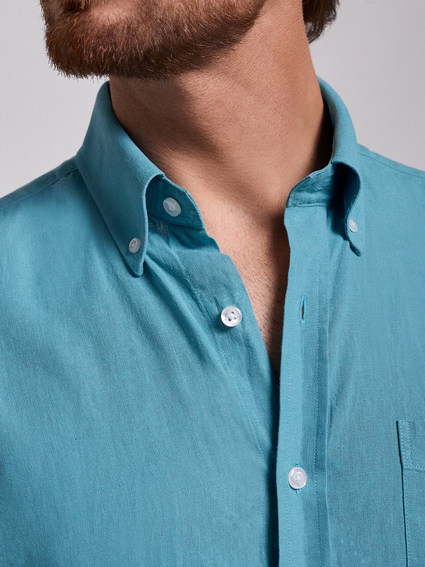 Camisa Linho Azul Manga Comprida Regular Fit Mr. Blue
