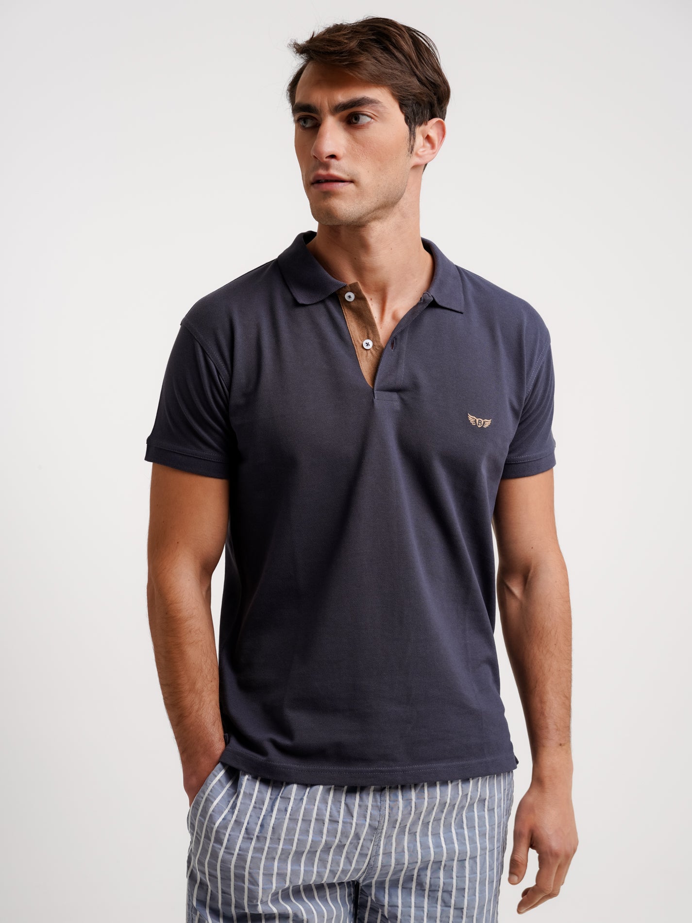 Polo Azul Manga Curta Regular Fit Mr. Blue