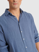 CAMISA AZUL MANGA COMPRIDA REGULAR FIT MARK BELLUCCI