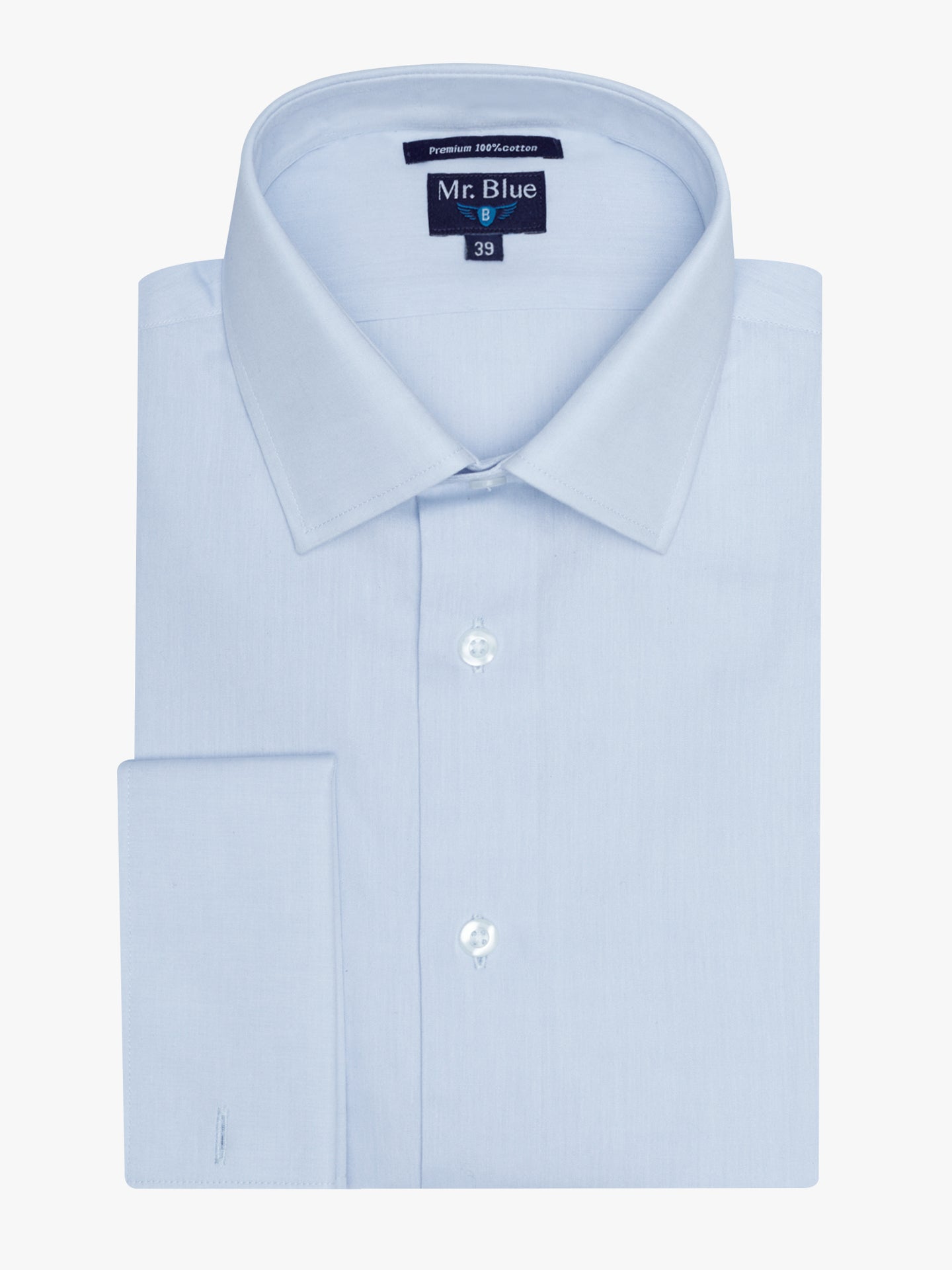 Camisa Algodão Azul Manga Comprida Classic Fit Mr. Blue