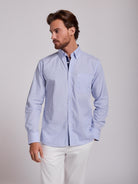 CAMISA ALGODÃO AZUL MANGA COMPRIDA REGULAR FIT MR. BLUE