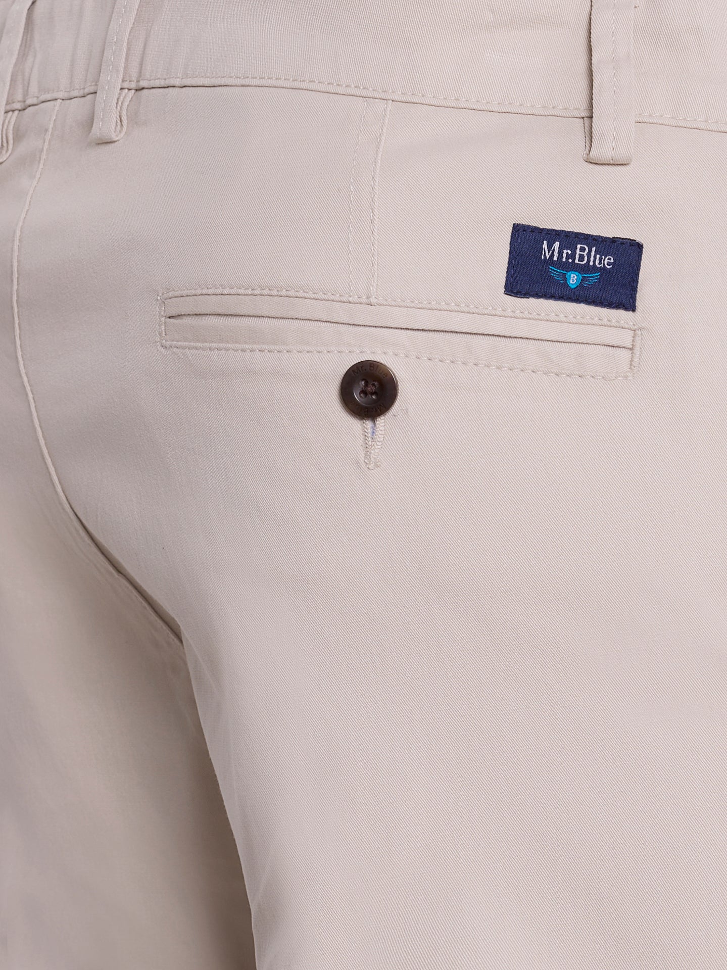 Calça Algodão Beges Slim Fit Mr. Blue