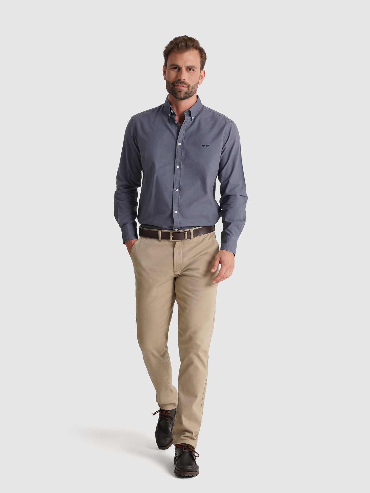 Camisa Algodão Azul Manga Comprida Regular Fit Mr. Blue