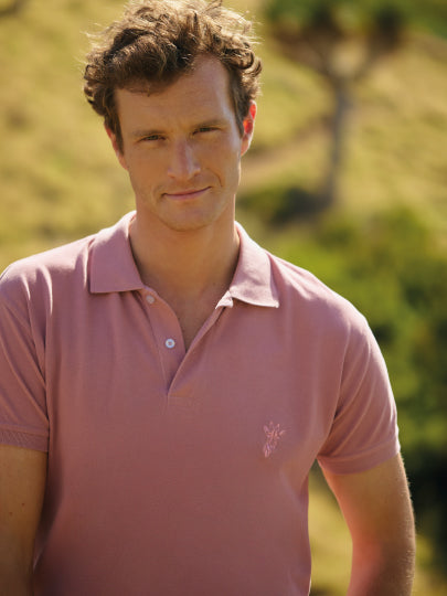 Polo Rosa Manga Curta Regular Fit Mr. Blue