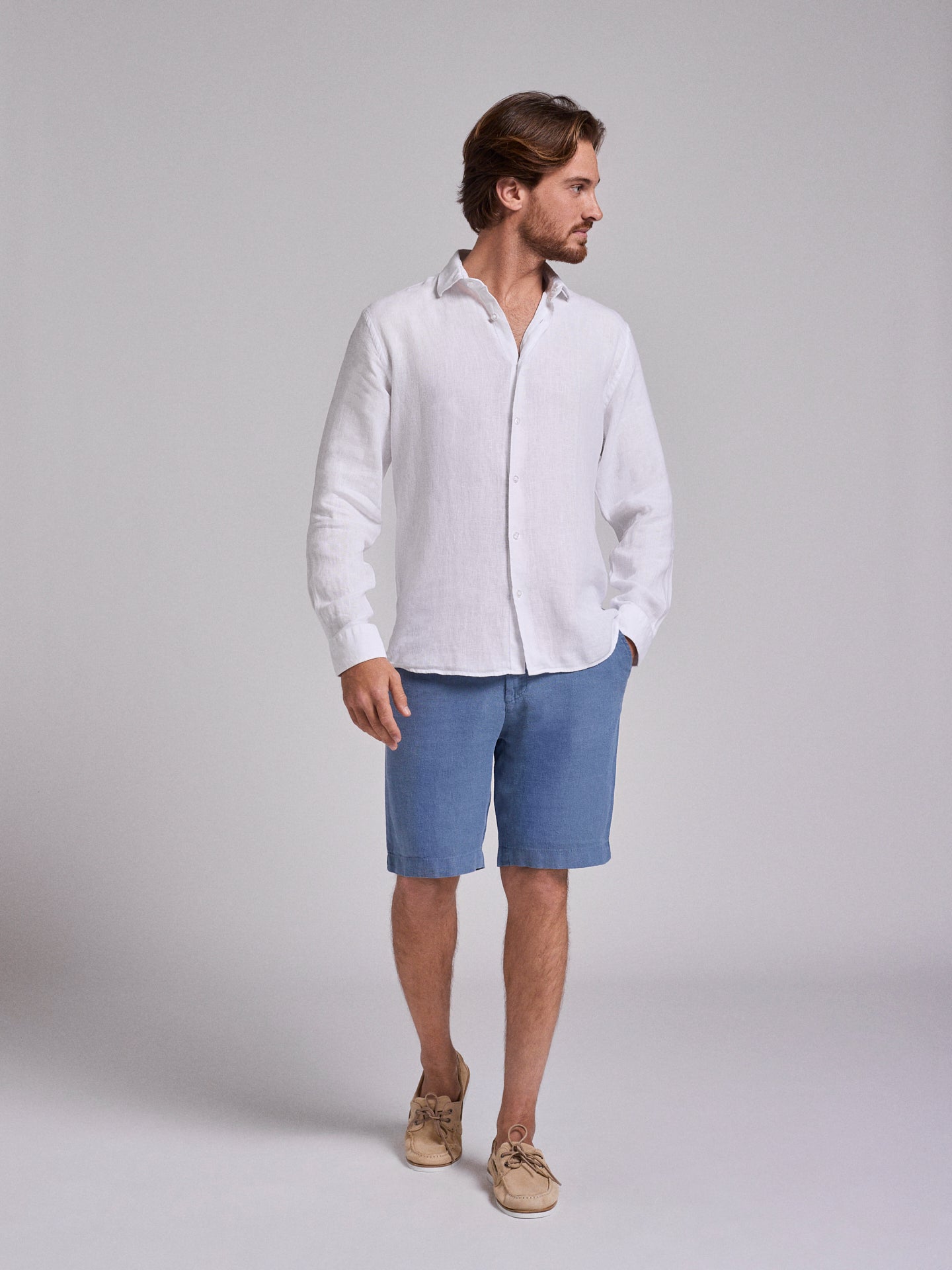 CAMISA LINHO BRANCA MANGA COMPRIDA TAILORED FIT MARK BELLUCCI