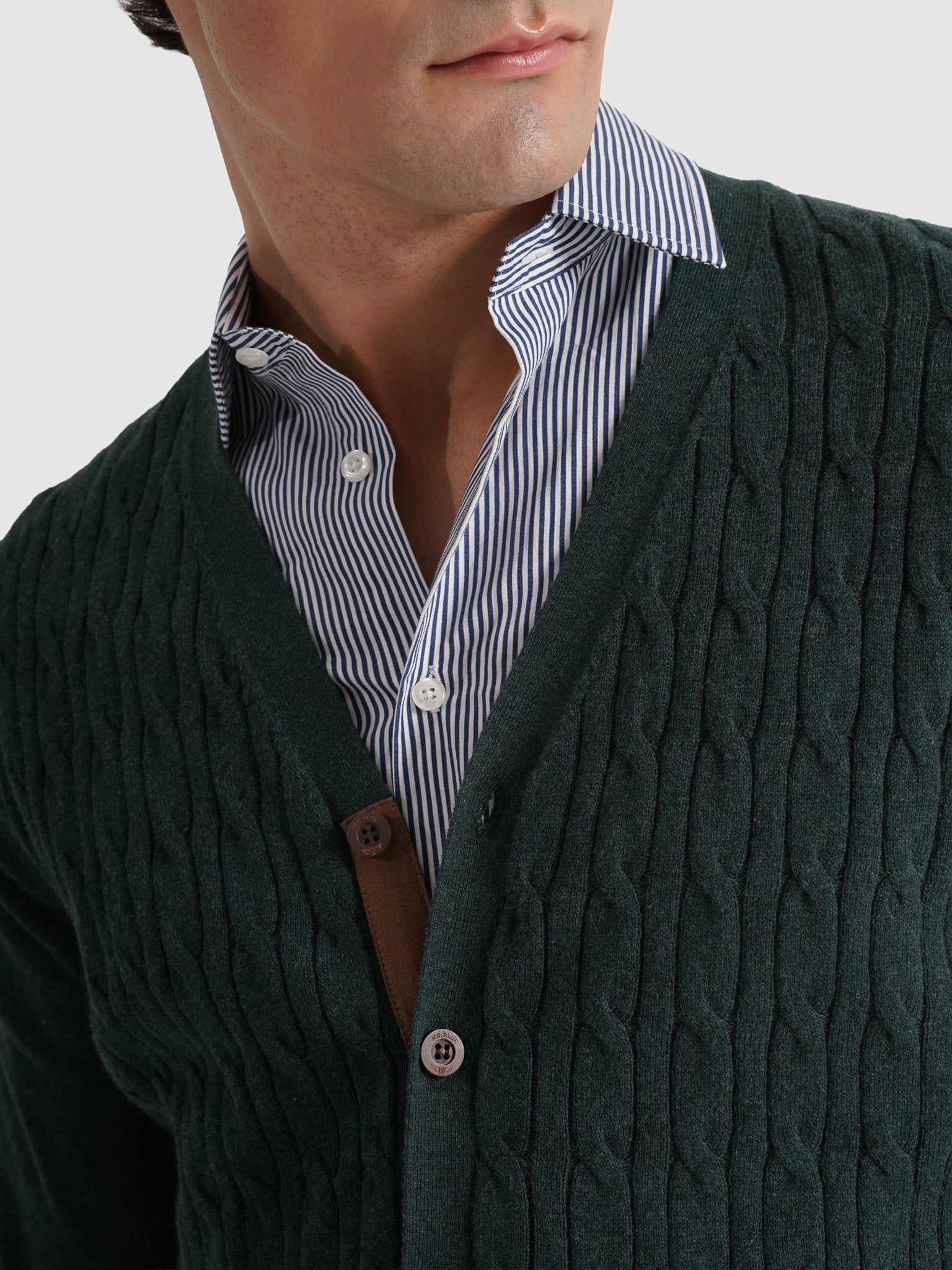 Pullover Lã Verde Com Cotoveleira Regular Fit Mr. Blue