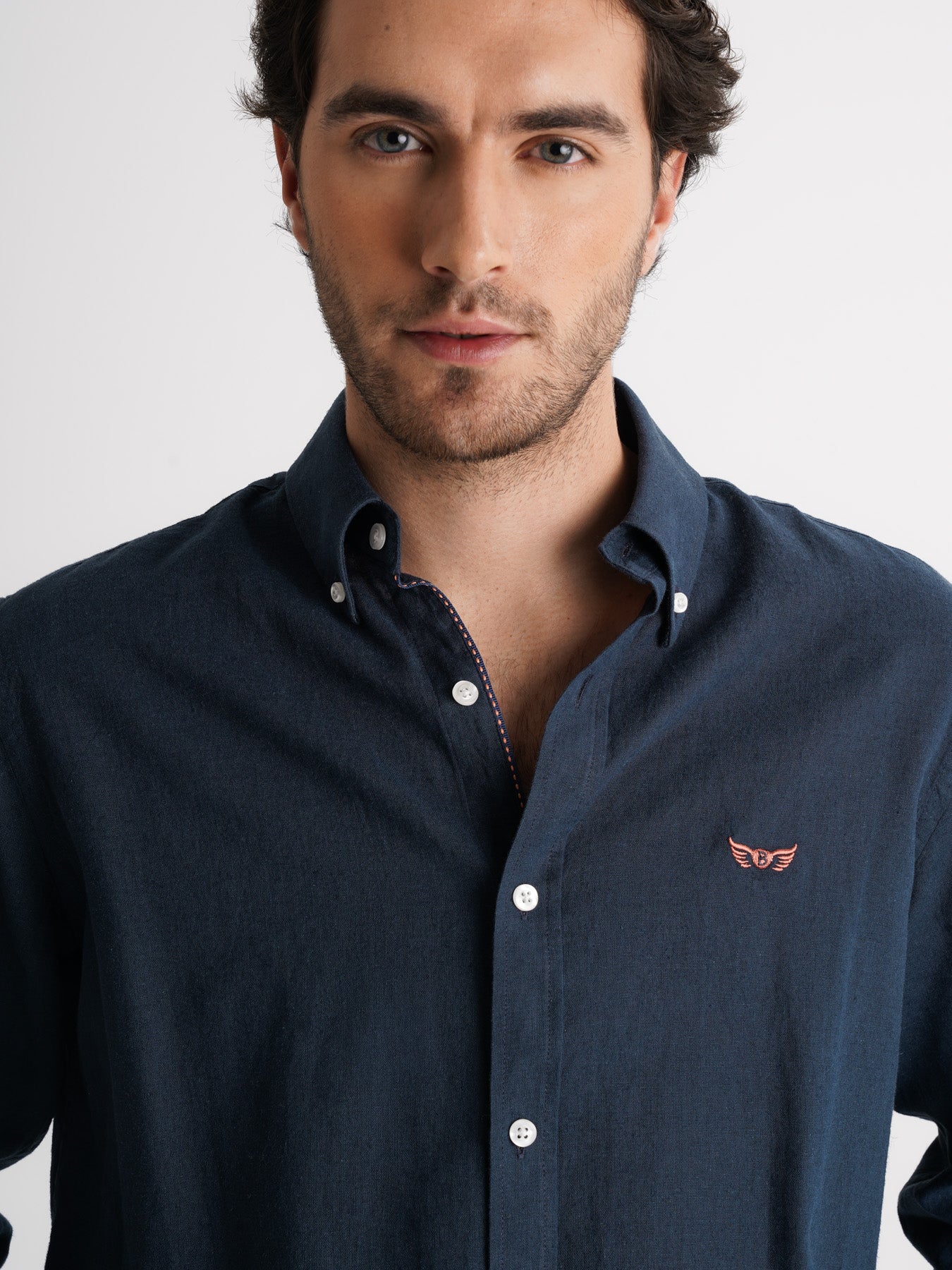 Camisa Regular Fit Linho Azul Mr. Blue