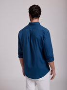 Camisa Algodão Azul Manga Comprida Regular Fit Mr. Blue