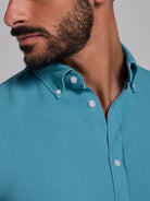 Camisa Algodão Azul Manga Comprida Regular Fit Mr. Blue