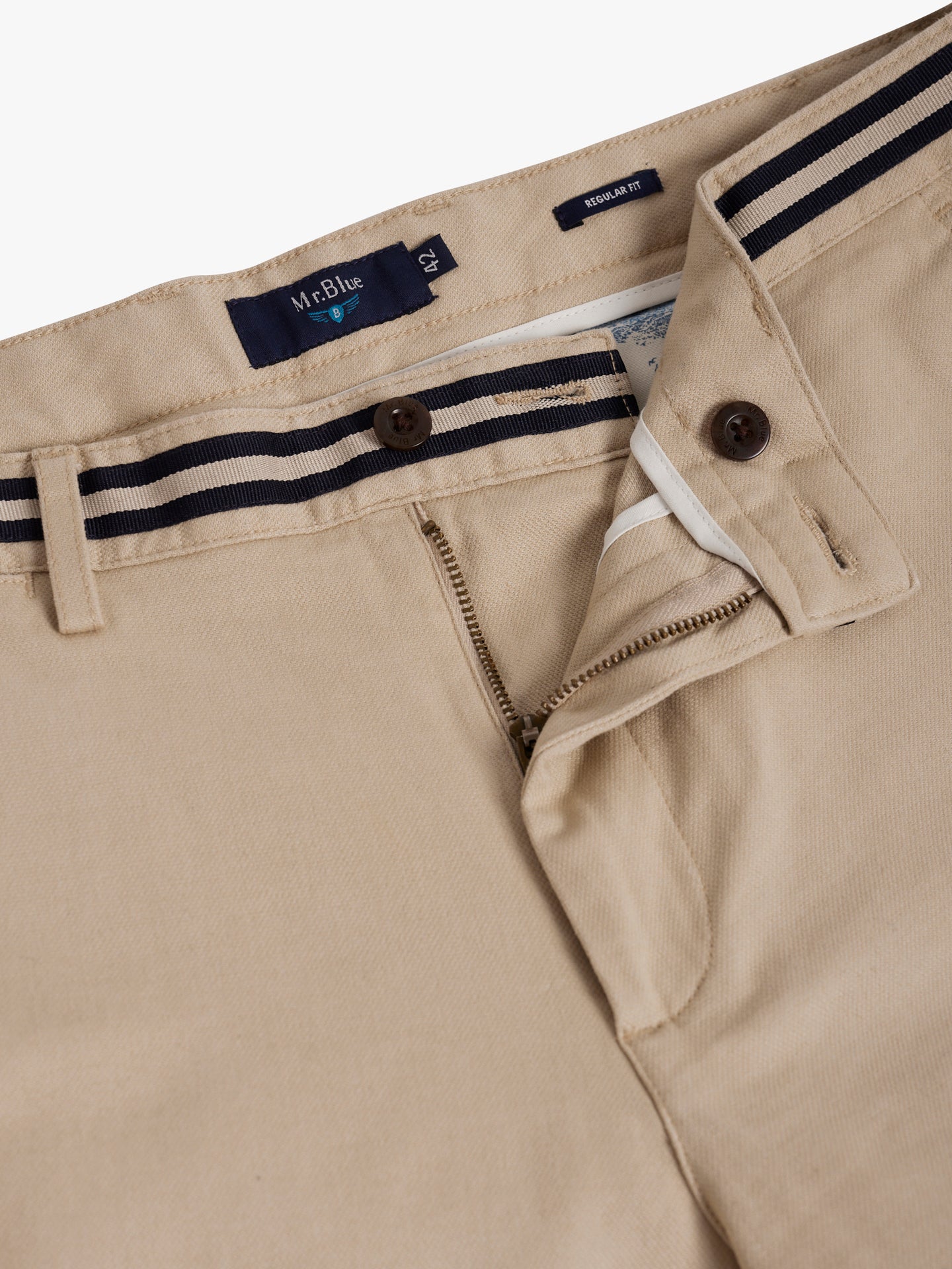 BEIGE STRUCTURED TROUSERS REGULAR FIT MR. BLUE