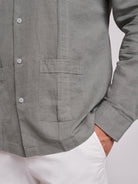 Camisa Linho Verde Manga Comprida Regular Fit Mr. Blue