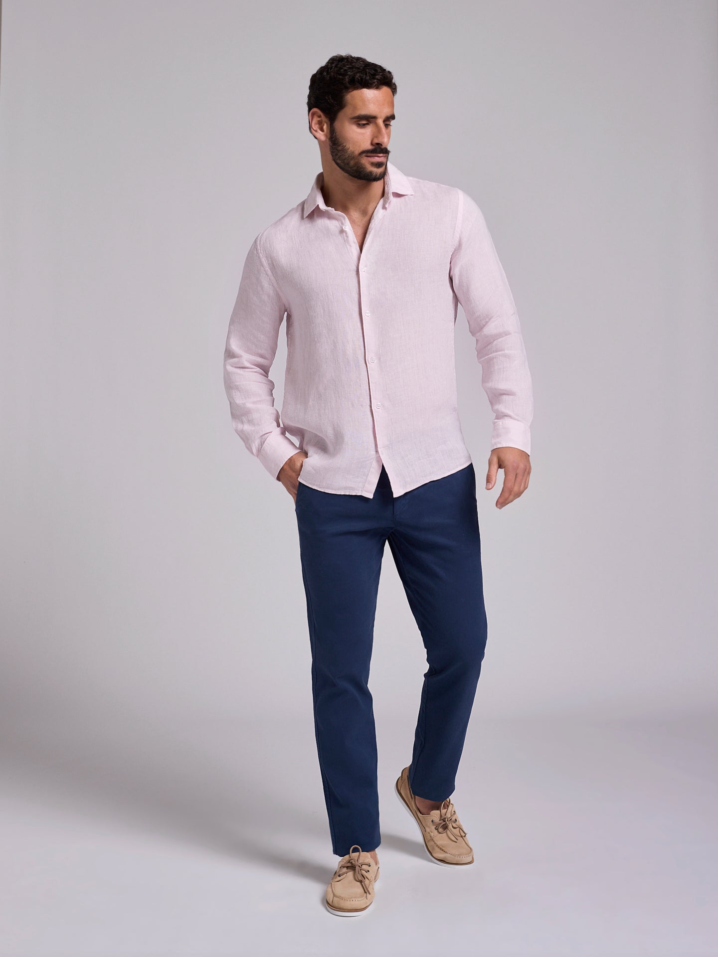 CAMISA LINHO ROSA MANGA COMPRIDA TAILORED FIT MARK BELLUCCI