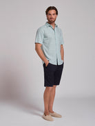 Camisa Linho Verde Manga Curta Regular Fit Mr. Blue