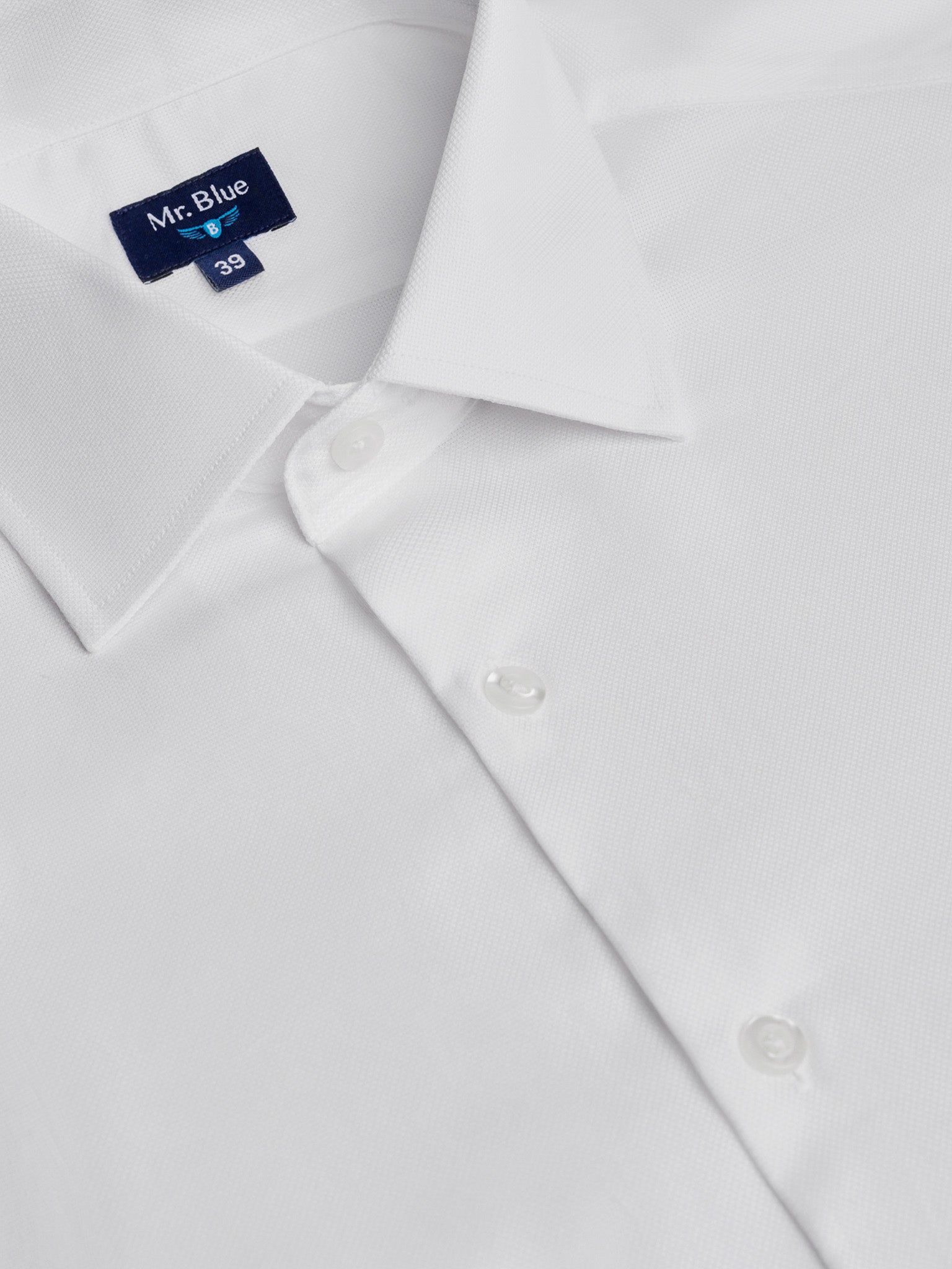 Camisa Algodão Branca Manga Comprida Classic Fit Mr. Blue