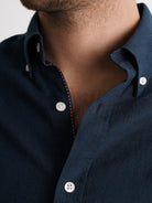 Camisa Regular Fit Linho Azul Mr. Blue