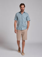 Camisa Linho Verde Manga Curta Regular Fit Mr. Blue