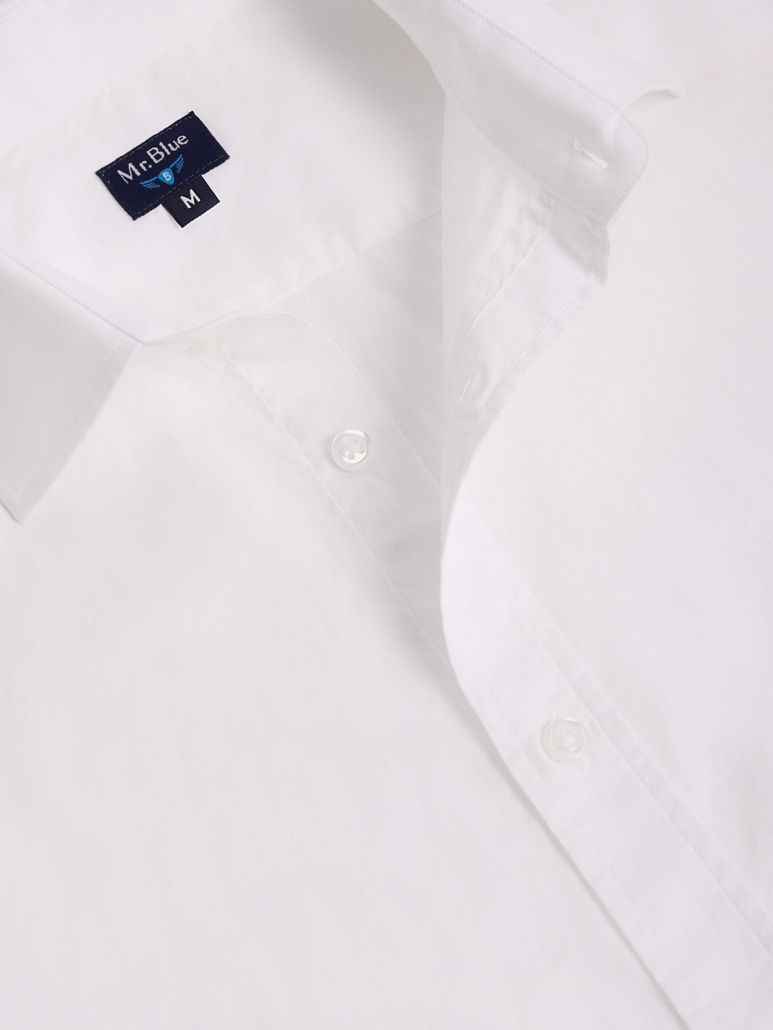 Camisa Algodão Branca Manga Comprida Slim Fit Mr. Blue